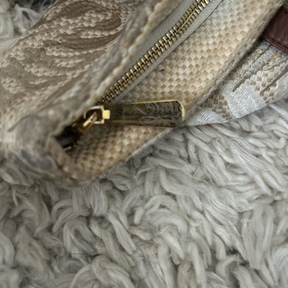 Vintage Tommy Bahama Palm Tree Tropical Print & Leather Trim Shoulder Bag 18x13 - Picture 11 of 12